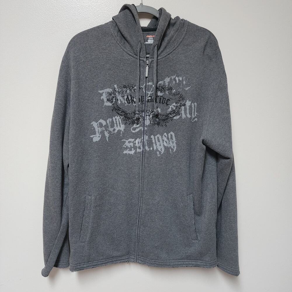 DKNY 1989 New York City Mens Sweatshirt Raw Hem Size XL